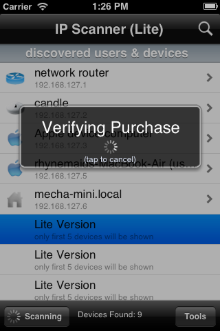 IP Scanner Restore In-app Purchase on iOS - 4