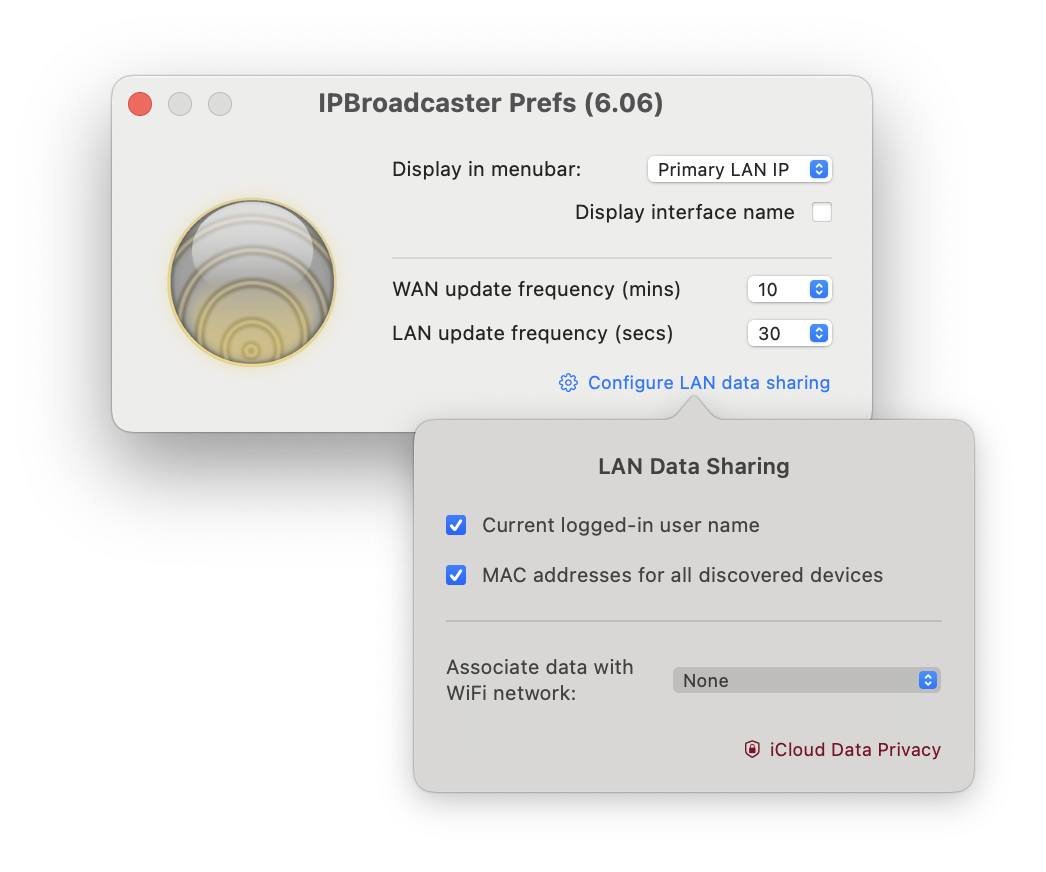 IP Broadcaster - IP in menu bar